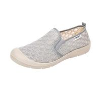 Womens oafers Size 6 Tan Woven Go Walking Shoes Hands Slip in Chunky Wedge Navy Slingback Shoe Flat (Grey, 4.5)