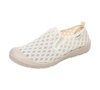 Womens oafers Size 6 Tan Woven Go Walking Shoes Hands Slip in Chunky Wedge Navy Slingback Shoe Flat (White, 7)