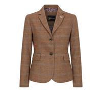 Women's Oak Brown Tailored Fit Tweed Blazer in Herringbone Check