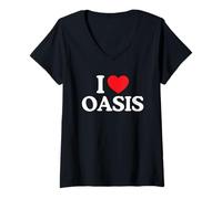 Womens Oasis Vacation California CA Vintage Retro Souvenirs Heart V-Neck T-Shirt
