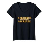 Womens Obedience is Better Than Sacrifice Religion VS Relationship V-Neck T-Shirt