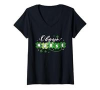 Women's OBGYN Nurse St Patricks Day Nursing Obstetrics & Gynecology V-Neck T-Shirt