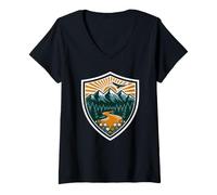 Women's Observe Flying Eagles Above the Remote Pine Tree Forests V-Neck T-Shirt