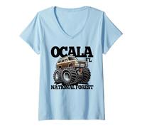 Women's Ocala National Forest FL 4x4 Offroading Retro Wagon Design V-Neck T-Shirt