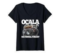 Women's Ocala National Forest FL 4x4 Offroading Retro Wagon Design V-Neck T-Shirt