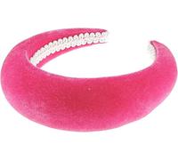 Womens Occasion Wedding Bridal Party Birthday Christmas Evening Wide Thick High Bump Padded Matador Velvet Velour Hair Hairband Headband Alice Band (Fuchsia, One Size)