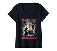 Womens Occult Demonology Tarot Witchcraft Dark Magic V-Neck T-Shirt