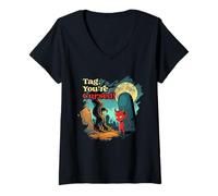 Womens Occult Demonology Tarot Witchcraft Tag You're Cursed V-Neck T-Shirt