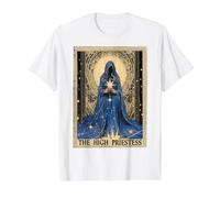 Women's Occult Tarot Card Priestess Value Graphic T-Shirt, Men, White, L