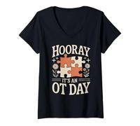 Women's Occupational Therapist Hooray It's an OT Day V-Neck T-Shirt