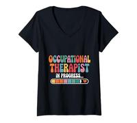 Women's Occupational Therapist in Progress Retro Groovy OT Student V-Neck T-Shirt