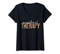 Womens Occupational Therapy Leopard OT Squad Matching Therapist V-Neck T-Shirt