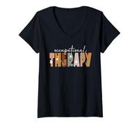 Womens occupational Therapy Squad Funny Matching Therapist Floral V-Neck T-Shirt