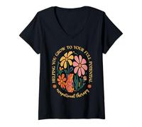 Womens Occupational Therapy Therapist Gift Helping You Grow OT Day V-Neck T-Shirt