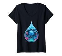 Womens Ocean Drop Turtles Coral Reef Planet Aquatic Earth Sea V-Neck T-Shirt
