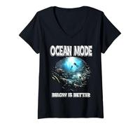 Women's Ocean Mode Below is Better Scuba Diver Underwater Adventure V-Neck T-Shirt