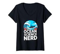 Women's Ocean Science Nerd Marine Biology Ocean Lover V-Neck T-Shirt
