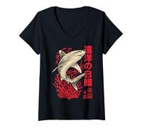 Women's Oceanic Whitetip Shark Japanese V-Neck T-Shirt