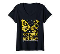 Womens October is My Birthday Yes The Whole Month Birthday Women V-Neck T-Shirt
