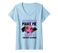 Women's Octopuses Make Me Happy You Not So Much Funny Octopus V-Neck T-Shirt