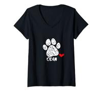 Womens Odin Pet name Dog Lover Puppy Odin Name Tag Love Odin V-Neck T-Shirt