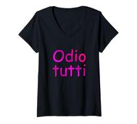 Women's Odio Tutti, dal Primo all'ultimo. Divertente Comic Sans vC_P V-Neck T-Shirt