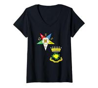 Women's OES Rose of the Seven Seals Split Order Eastern Star RSS V-Neck T-Shirt