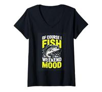 Women's of Course I Fish Weekend Mood Funny Fishing V-Neck T-Shirt