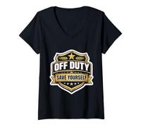 Women's Off Duty Save Your Self Retired Police Officer Security Cop V-Neck T-Shirt