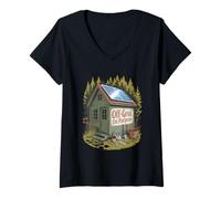 Womens Off Grid On Purpose Minimalist Cabin Solar Power Homesteader V-Neck T-Shirt