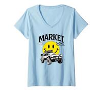 Women's Off Road Rally Car Smile Face Market Pit Racing Art V-Neck T-Shirt