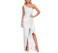 Women's Off Shoulder Sequin Party Dress Sleeveless Slit Backless Evening Gown with Sparkling Embellishments for and Night Out Events White