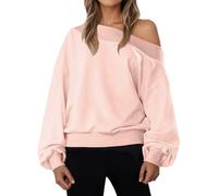 Womens Off The Shoulder Sweatshirt Plain Long Sleeve Cropped Pullover Cozy Oversized Sweatshirts Fashion Sexy Tunic Tops Going Out Loose Casual Sweater Jumpers S-XXL
