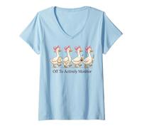 Women's Off to Actively Monitor Teacher Testing Day Goose Parade V-Neck T-Shirt