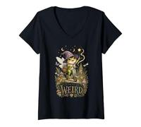 Women's Off to Be Weird Frog Fairy Cottagecore Magic Retro V-Neck T-Shirt