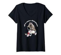Womens Off to Cause A Disturbance Funny Racoon Ferret Rat Unhinged V-Neck T-Shirt