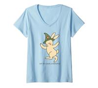 Women's Off to Cause A Kerfuffle Bunny Rabbit Dancing Wizard V-Neck T-Shirt