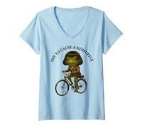 Women's Off to Cause A Kerfuffle Funny Frog with Bob Haircut Meme V-Neck T-Shirt