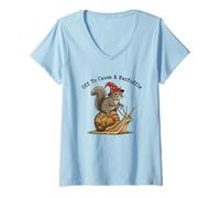 Women's Off to Cause a Kerfuffle | Squirrel Riding Snail Weirdcore V-Neck T-Shirt