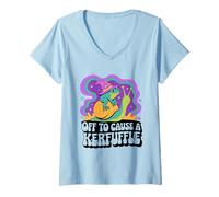 Women's Off to Cause A Kerfuffle Wizard Frog Snail V-Neck T-Shirt