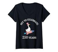 Women's Off to Celebrate 250 Years Goose Anniversary Firework V-Neck T-Shirt