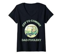 Women's Off to Commit Dad Foolery Fathers Day Husband Daddy Cool Men V-Neck T-Shirt