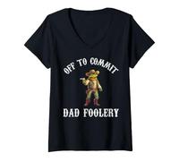 Women's Off to Commit Dad Foolery Fathers Day Husband Daddy Cool Men V-Neck T-Shirt