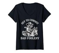 Women's Off to Commit Dad Foolery Fathers Day Husband Daddy Cool Men V-Neck T-Shirt