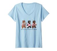 Women's Off to Cry Before The Bride Funny Wedding Bear V-Neck T-Shirt