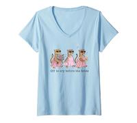 Women's Off to Cry Before The Bride Funny Wedding Leopard V-Neck T-Shirt