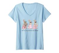 Women's Off to Cry Before The Bride Funny Wedding Rabbit V-Neck T-Shirt