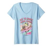 Women's Off to Dance Mom Chaos Frog Ballerina Coffee V-Neck T-Shirt