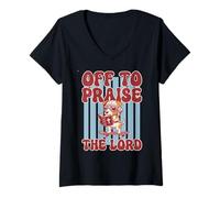 Women's Off to Praise The Lord Dog Terrier Skateboard V-Neck T-Shirt