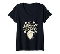 Women's Off to Regulate Emotions Floral Heart V-Neck T-Shirt